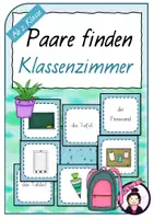 Vorschau - Stationenlernen - Im Klassenzimmer | Paare finden | Wortschatz | DaZ - Deckblatt