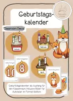 Vorschau - Mal- und Bastelvorlagen - Geburtstagskalender Fuchsklasse - Deckblatt