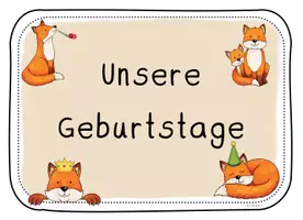 Vorschau - Mal- und Bastelvorlagen - Geburtstagskalender Fuchsklasse - Seite 1