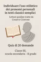 anteprima - Quiz - Individuare l’uso stilistico dei pronomi personali in testi classici semplici - Quiz - Pagina di copertina