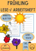 Vorschau - Arbeitsblätter - Arbeitsblätter Frühling Arbeitsheft über Frühblüher, Blumen und Tiere - Deckblatt