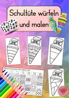 Vorschau - Mal- und Bastelvorlagen - Schultüte würfeln und malen - Deckblatt