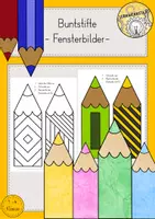 Vorschau - Mal- und Bastelvorlagen - Fensterdeko Einschulung Stifte Schulanfang Fensterbilder Öltrick Kunst - Deckblatt
