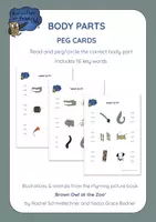 Vista previa - Unidades / Secuencias / Situaciones de Aprendizaje - Zoo Animals - BODY PARTS Peg Cards - Portada