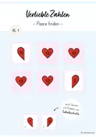 Vorschau - Spiele - Verliebte Zahlen Paare finden / Zuordnungsspiel (Mathe Klasse 1) - Deckblatt