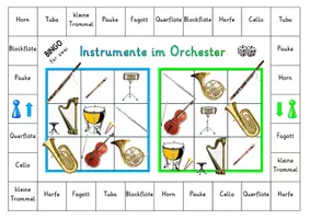 Vorschau - Spiele - Bingo für zwei "Instrumente im Orchester" Lernspiel - Seite 2