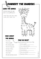 Vista previa - Hojas de trabajo - Connect the Numbers – Animals: Fichas de inglés con números y animales (verdadero/falso, 12 páginas) - página 2