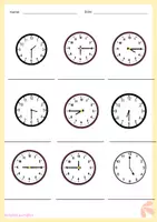 Vista previa - Hojas de trabajo - Aprender la hora en inglés – Póster + 2 fichas imprimibles con soluciones - página 2