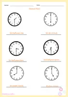 Vista previa - Hojas de trabajo - La hora en inglés: "O’clock" y "Half Past" – Póster + fichas imprimibles con soluciones - página 3