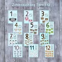Vorschau - Stationenlernen - Zahlenaushang Zahlenplakate Zahlenkarten Tiere ZR 1-12 - Deckblatt