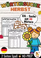 Aperçu - Feuilles d'exercices - XXL Wörtersuche / Suchsel (Herbst) Jahreszeiten Automne Saisons Allemand - Page de couverture