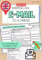 Vista previa - Hojas de trabajo - Inglés ESO – Fichas para escribir un e-mail informal a un amigo (Writing Worksheets + Ejemplo) - Portada