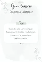 Vorschau - Merkblätter - Chemische Reaktionen: Dalton, Energie, Katalyse, Massenerhaltung, Verbrennung | Chemie 8 | Grundwissenskarten - Seite 1