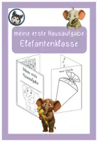 Vorschau - Arbeitsblätter - erste Hausaufgabe Elefantenklasse #Klassentier - Deckblatt