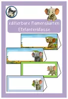 Vorschau - Bildkarten - editierbare Namenskarten Elefantenklasse #Klassentier - Deckblatt