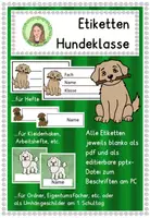 Vorschau - Anderer Materialtyp - Etiketten Klassentier Hund (editierbar) - Hundeklasse - Deckblatt