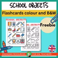 Vista previa - Juegos / Gamificación - School objects little flashcards, PDF, ESL game ideas, free | Back to school - Portada