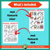 Vista previa - Juegos / Gamificación - School objects little flashcards, PDF, ESL game ideas, free | Back to school - página 2
