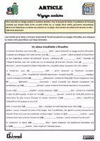 Aperçu - Feuilles d'exercices - ARTICLE – VOYAGE SCOLAIRE (Conjugaison) - Page 1