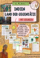 Vorschau - Unterrichtsreihen - Themenheft rundum Indien als Land der Gegensätze - Schwellenland ; Bevölkerung ; Wirtschaft ; Outsourcing ; Kastensystem ; Klimawandel ; Monsun ; Frauenrechte ; Slums mit Lösung (Klasse 7 8 9 10) - Deckblatt