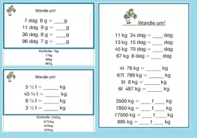 Vorschau - Aufgabenkarten - Gewichtsmaße umwandeln - Deckblatt