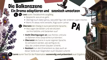 Vorschau - Arbeitsblätter - 3. Neuauflage Romeo und Julia Die Balkonszene - Ein Drama adaptieren und szenisch umsetzen. - Seite 1