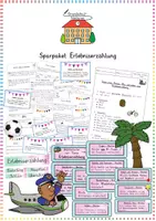 Vorschau - Stationenlernen - Erlebniserzählung: Sparpaket (Satzanfänge & Aufsatz) - Deutsch - Kl. 3/4 - Deckblatt