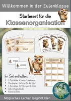 Vorschau - Poster - Starterset Eulenklasse – Namensschilder, Türschilder, Geburtstagskalender & Tafelmaterial - Deckblatt