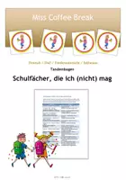 Vorschau - Arbeitsblätter - Schulfächer, die ich (nicht) mag - Tandembogen - Deckblatt