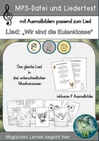 Vorschau - Mal- und Bastelvorlagen - Wir sind die Eulenklasse – Lied, Liedertext & Ausmalbilder - Deckblatt