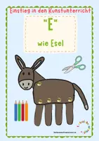 Vorschau - Mal- und Bastelvorlagen - Einstieg in den Kunstunterricht: "E" wie Esel - Deckblatt