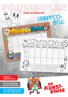 Vorschau - Mal- und Bastelvorlagen - Stundenplan im Graffiti-Stil – zum Ausmalen – Wochenplan - Deckblatt