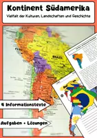 Vorschau - Arbeitsblätter - Kontinent Südamerika: Geografie, Länder, Natur - Deckblatt