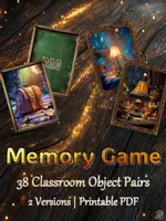 esikatselu - Classroom Objects Memory Game • 38 Pairs of Matching Cards - kääre