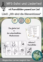 Vorschau - Mal- und Bastelvorlagen - Wir sind die Bienenklasse – Lied, Liedertext & Ausmalbilder - Deckblatt
