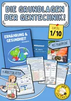 Vorschau - Arbeitsblätter - Die Grundlagen der Gentechnik! (Was ist Gentechnik? Unterschied Kreuzung und Gentechnik, Anwendungsbereiche der Gentechnik: Grün – Rot – Weiß, Wie entsteht ein GVO: Agrobacterium – Genkanone – CRISPR/Cas9) - Deckblatt