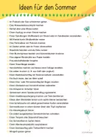 Vorschau - Arbeitsblätter - Ideenliste (Bucket List) - Sommer - Seite 1