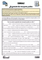 Vista previa - Hojas de trabajo - ESSAI – LA GRATUITÉ DES TRANSPORTS PUBLICS (Conjugaison) - página 1