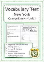 Vorschau - Test - Vocabulary Test - New York (Orange Line 4) - Deckblatt