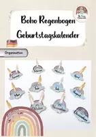 Vorschau - Poster - Boho Regenbogen - Geburtstagskalender - Deckblatt