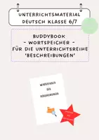 Vorschau - Mal- und Bastelvorlagen - Buddybook - Wortspeicher / Reihe Beschreibungen / passend zur UPP-Stunde / Deutsch Klasse 7 - Deckblatt