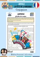 Vista previa - Hojas de trabajo - ARTICLE – LA FÊTE DE LA MUSIQUE (Conjugaison) - Portada