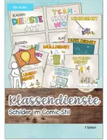 Vorschau - Bildkarten - Diensteschilder - Classroommanagement: Comic Stil - Deckblatt