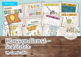 Vorschau - Bildkarten - Diensteschilder - Classroommanagement: Comic Stil - Seite 1
