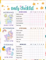 Aperçu - Apprentissages en autonomie - Kid’s Daily School Routine Checklist Chart – Unicorn Theme - Page 1