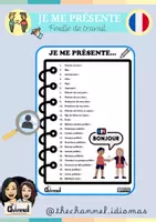 Vista previa - Hojas de trabajo - JE ME PRÉSENTE – Feuille de travail - Portada