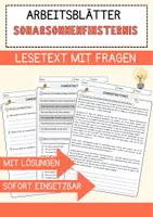 Vorschau - Arbeitsblätter - Sonnenfinsternis Arbeitsblätter mit Fragen + Lösungen AB - Deckblatt