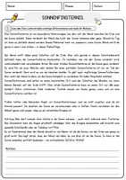 Vorschau - Arbeitsblätter - Sonnenfinsternis Arbeitsblätter mit Fragen + Lösungen AB - Seite 1