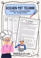 Vorschau - Stundenentwürfe - Kochen mit Technik 👩🏼🍳👨🏻🍳 – Moderne Küchenhelfer im Unterricht (Lesetext mit Aufgaben) - Deckblatt