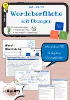 Vorschau - Arbeitsblätter - Word, Benutzeroberfläche, Schriftart, Absatz, Übungen - Deckblatt